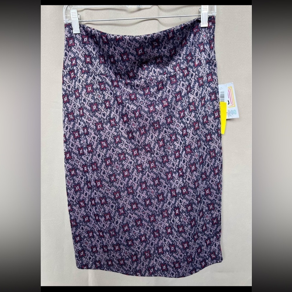 NWT LuLaRoe Cassie Pencil Skirt L Purple Floral Stretch